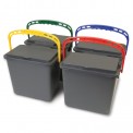 Four, 5.5-quart buckets w/lids & color-coded handles.